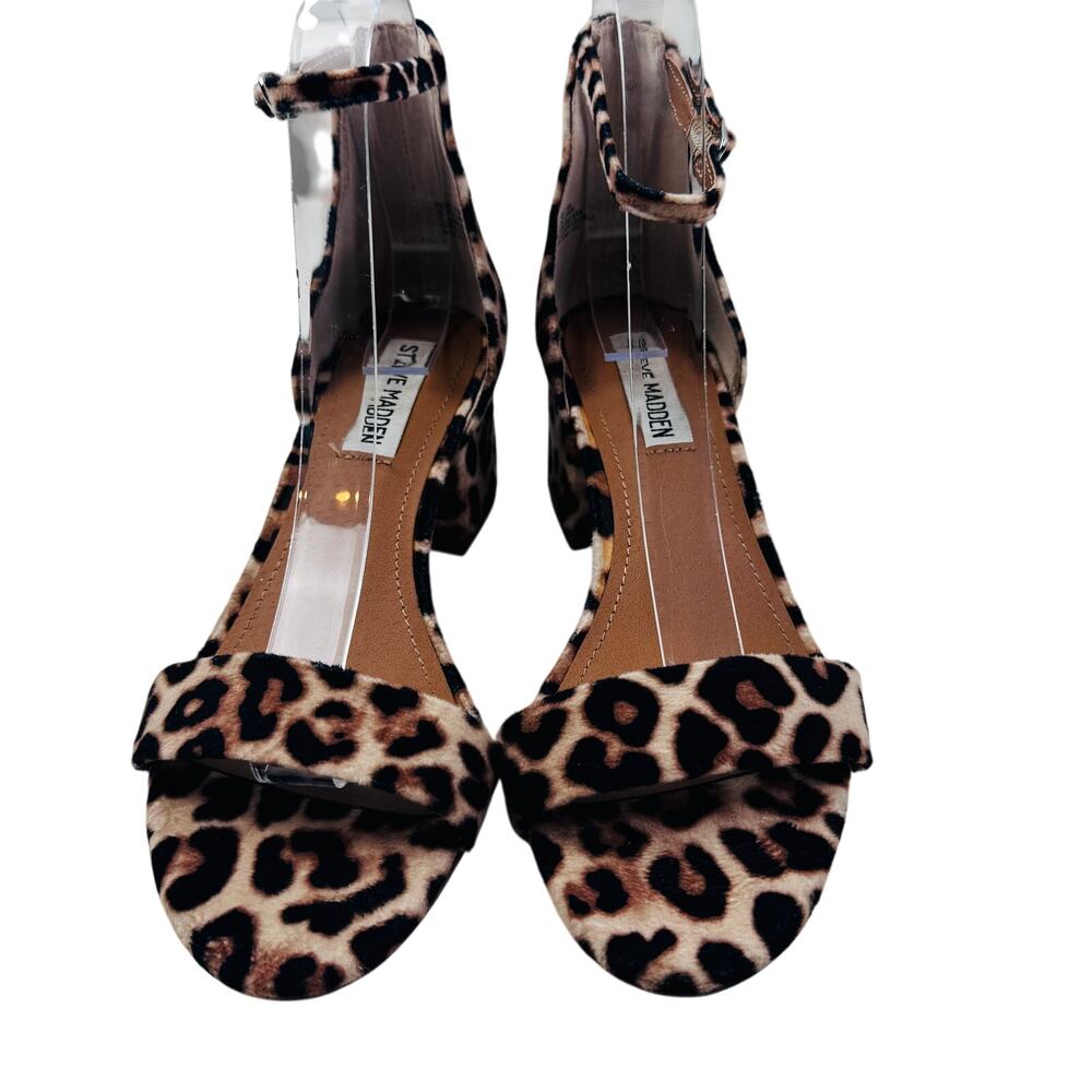 Steve Madden Irenee Leopard Animal Print Block Heel Sandals Women's Size 7.5